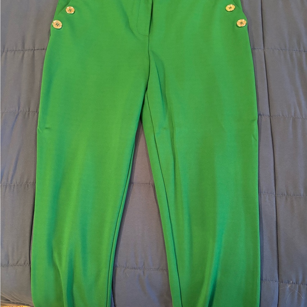 Jules & Leopold Green Casual Pants High-Waisted Cropped